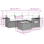 5-teiliges Gartensofa-Set mit Kissen, braun, Polyrattan
