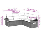 5-teiliges Gartensofa-Set mit Kissen, braun, Polyrattan