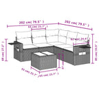 6-tlg. Garten-Sofagarnitur mit Kissen Braun Poly Rattan
