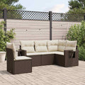 5-tlg. Garten-Sofagarnitur mit Kissen Braun Poly Rattan