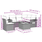 6-teiliges Gartensofa-Set mit Kissen, braun, Polyrattan