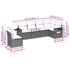 6-teiliges Gartensofa-Set mit Kissen, schwarzes Polyrattan