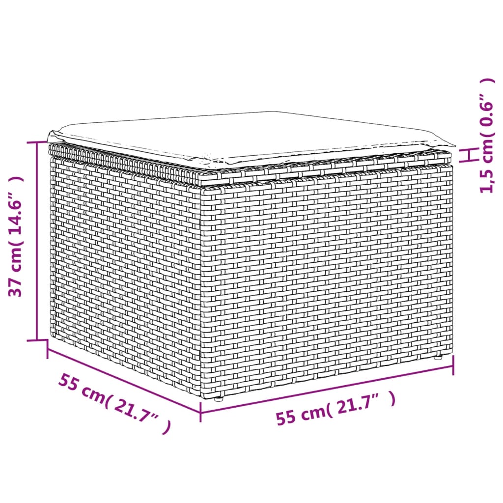 6-teiliges Gartensofa-Set mit Kissen, grau, Polyrattan