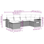 6-tlg. Garten-Sofagarnitur mit Kissen Hellgrau Poly Rattan