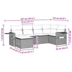 6-tlg. Garten-Sofagarnitur mit Kissen Braun Poly Rattan
