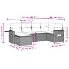 6-teiliges Gartensofa-Set mit Kissen, braun, Polyrattan