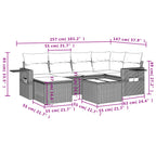 7-teiliges Gartensofa-Set mit Kissen, grau, Polyrattan