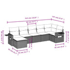 7-teiliges Gartensofa-Set mit Kissen, grau, Polyrattan