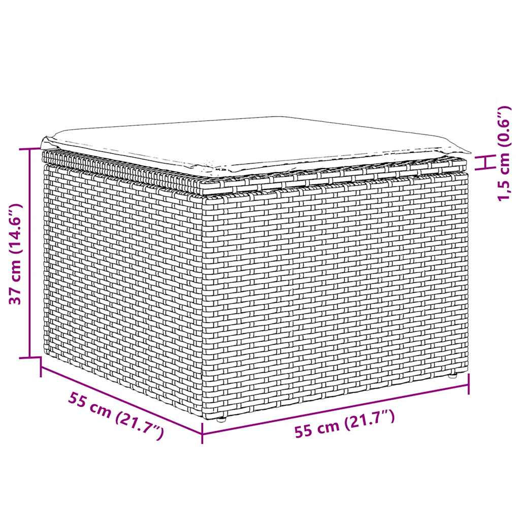 7-tlg. Garten-Sofagarnitur mit Kissen Braun Poly Rattan