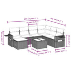 8-tlg. Garten-Sofagarnitur mit Kissen Braun Poly Rattan