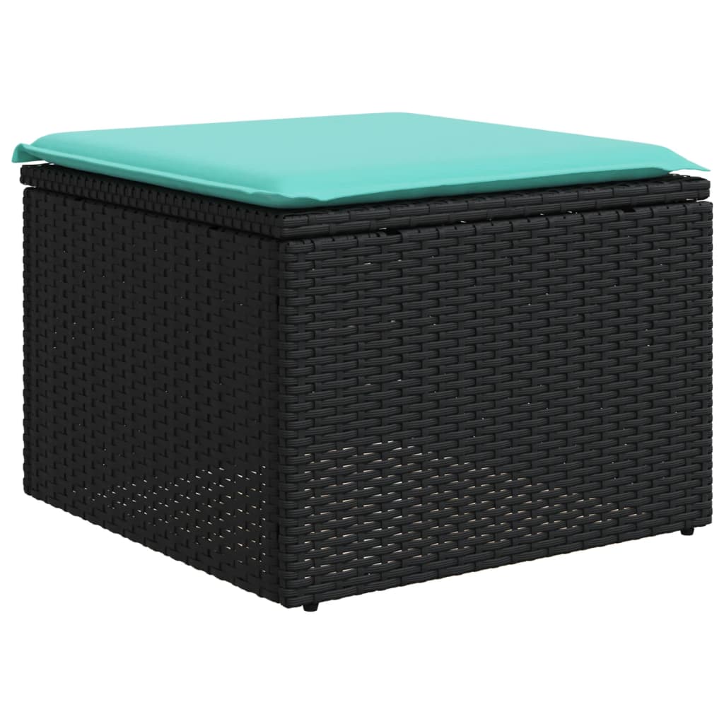 8-teiliges Gartensofa-Set mit Kissen, schwarzes Polyrattan