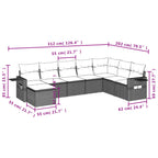 8-teiliges Gartensofa-Set mit Kissen, braun, Polyrattan