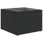 9-teiliges Gartensofa-Set mit Kissen, schwarzes Polyrattan