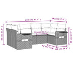 6-tlg. Garten-Sofagarnitur mit Kissen Schwarz Poly Rattan