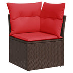 6-teiliges Gartensofa-Set mit Kissen, braun, Polyrattan