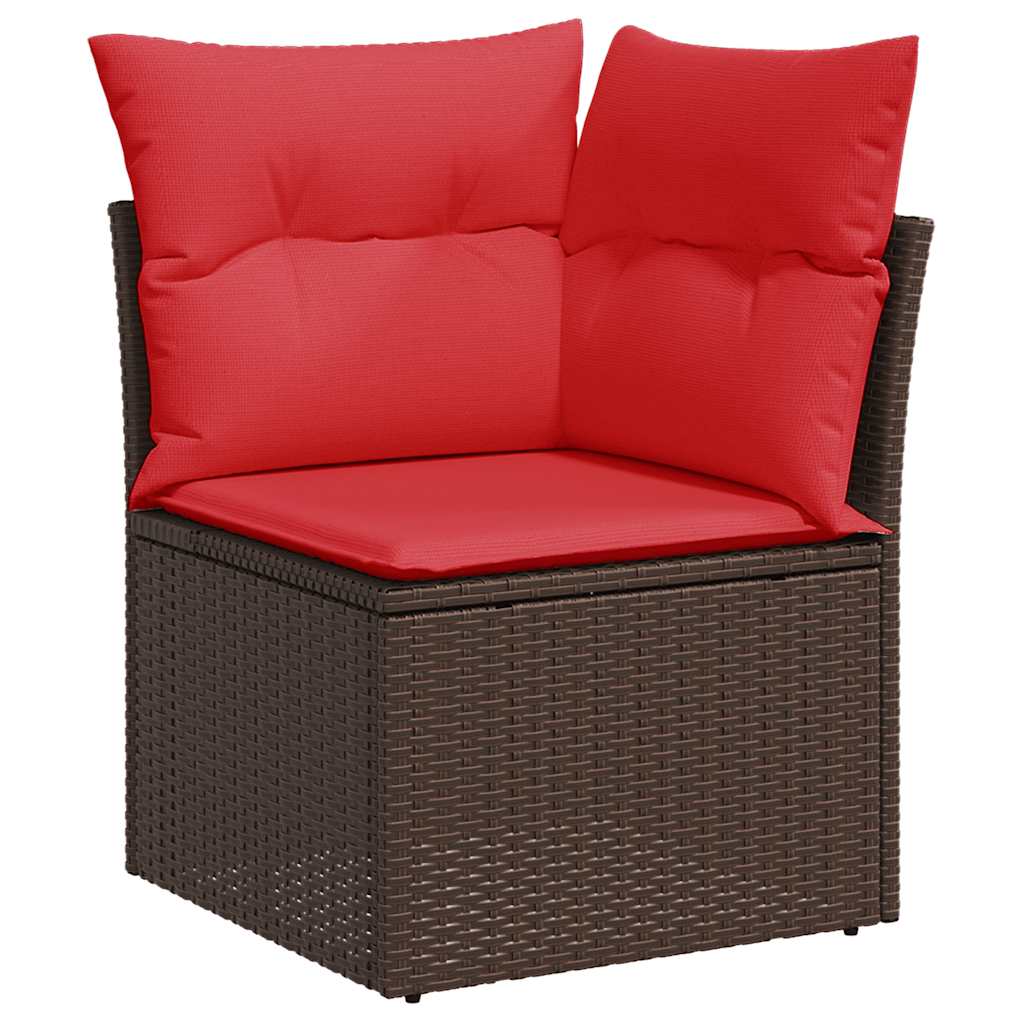 6-teiliges Gartensofa-Set mit Kissen, braun, Polyrattan