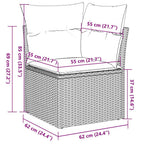 7-tlg. Garten-Sofagarnitur mit Kissen Braun Poly Rattan