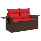7-teiliges Gartensofa-Set mit Kissen, braun, Polyrattan