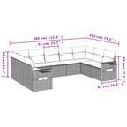 9-tlg. Garten-Sofagarnitur mit Kissen Hellgrau Poly Rattan