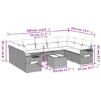 10-tlg. Garten-Sofagarnitur mit Kissen Schwarz Poly Rattan