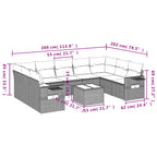 10-tlg. Garten-Sofagarnitur mit Kissen Braun Poly Rattan