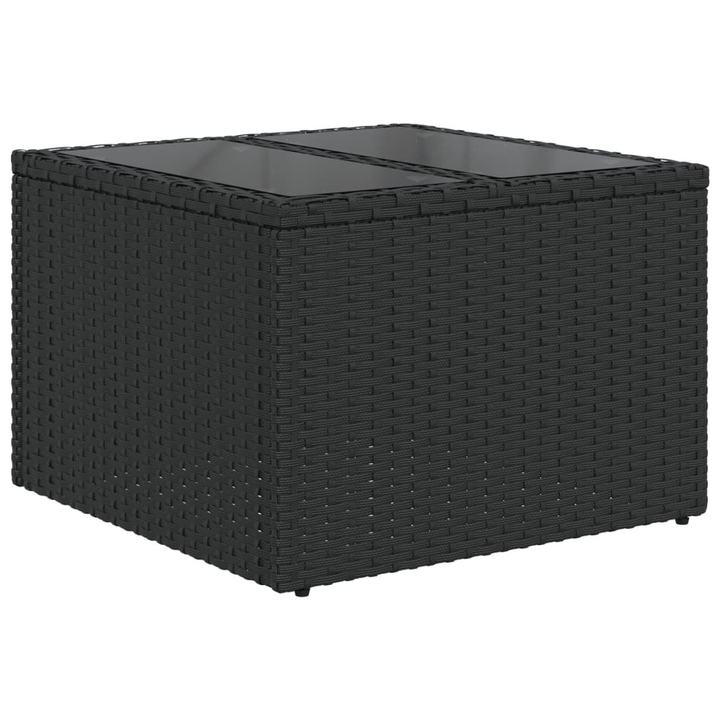 10-teiliges Gartensofa-Set mit Kissen, schwarzes Polyrattan