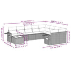10-teiliges Gartensofa-Set mit Kissen, braun, Polyrattan