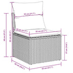 10-tlg. Garten-Sofagarnitur mit Kissen Hellgrau Poly Rattan