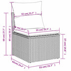 10-teiliges Gartensofa-Set mit Kissen, braun, Polyrattan
