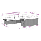 10-teiliges Gartensofa-Set mit Kissen, grau, Polyrattan