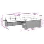 10-tlg. Garten-Sofagarnitur mit Kissen Braun Poly Rattan
