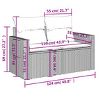 11-teiliges Gartensofa-Set mit Kissen, schwarzes Polyrattan