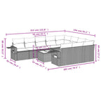 11-teiliges Gartensofa-Set mit Kissen, grau, Polyrattan