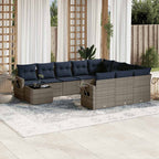 11-teiliges Gartensofa-Set mit Kissen, grau, Polyrattan