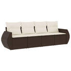 4-tlg. Garten-Sofagarnitur mit Kissen Braun Poly Rattan