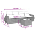 5-tlg. Garten-Sofagarnitur mit Kissen Braun Poly Rattan