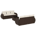 7-tlg. Garten-Sofagarnitur mit Kissen Braun Poly Rattan