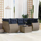 7-teiliges Gartensofa-Set mit Kissen, grau, Polyrattan