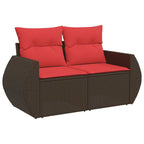 8-teiliges Gartensofa-Set mit Kissen, braun, Polyrattan