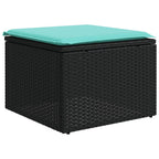 5-teiliges Gartensofa-Set mit Kissen, schwarzes Polyrattan