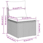 4-tlg. Garten-Sofagarnitur mit Kissen Hellgrau Poly Rattan