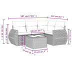 5-tlg. Garten-Sofagarnitur mit Kissen Schwarz Poly Rattan