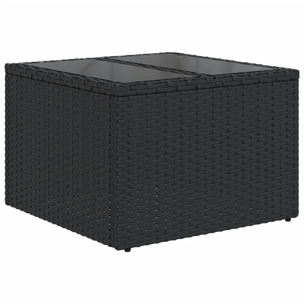 5-teiliges Gartensofa-Set mit Kissen, schwarzes Polyrattan