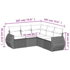 5-teiliges Gartensofa-Set mit Kissen, braun, Polyrattan