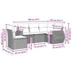 5-tlg. Garten-Sofagarnitur mit Kissen Hellgrau Poly Rattan