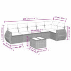 7-tlg. Garten-Sofagarnitur mit Kissen Hellgrau Poly Rattan