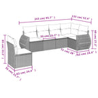 6-teiliges Gartensofa-Set mit Kissen, schwarzes Polyrattan