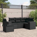 5-tlg. Garten-Sofagarnitur mit Kissen Schwarz Poly Rattan
