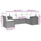 5-teiliges Gartensofa-Set mit Kissen, braun, Polyrattan