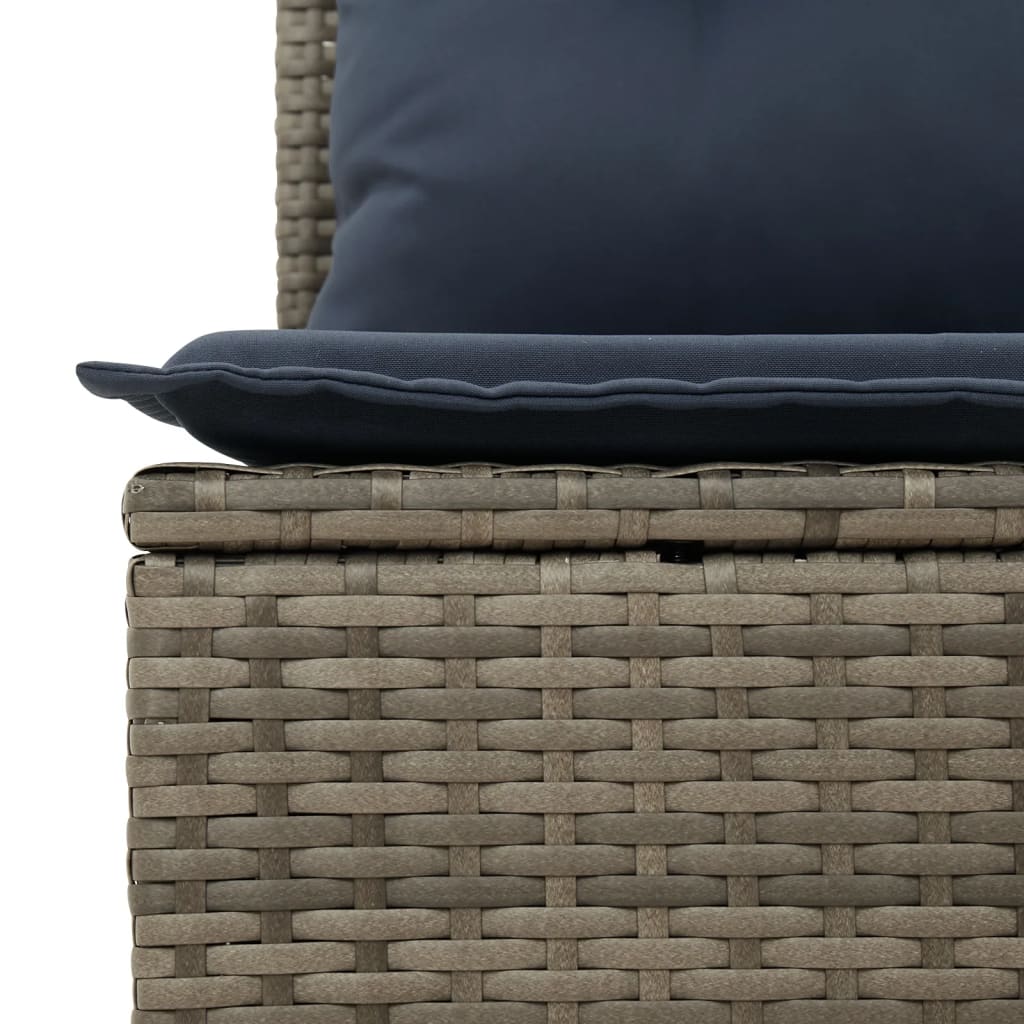 6-teiliges Gartensofa-Set mit Kissen, grau, Polyrattan